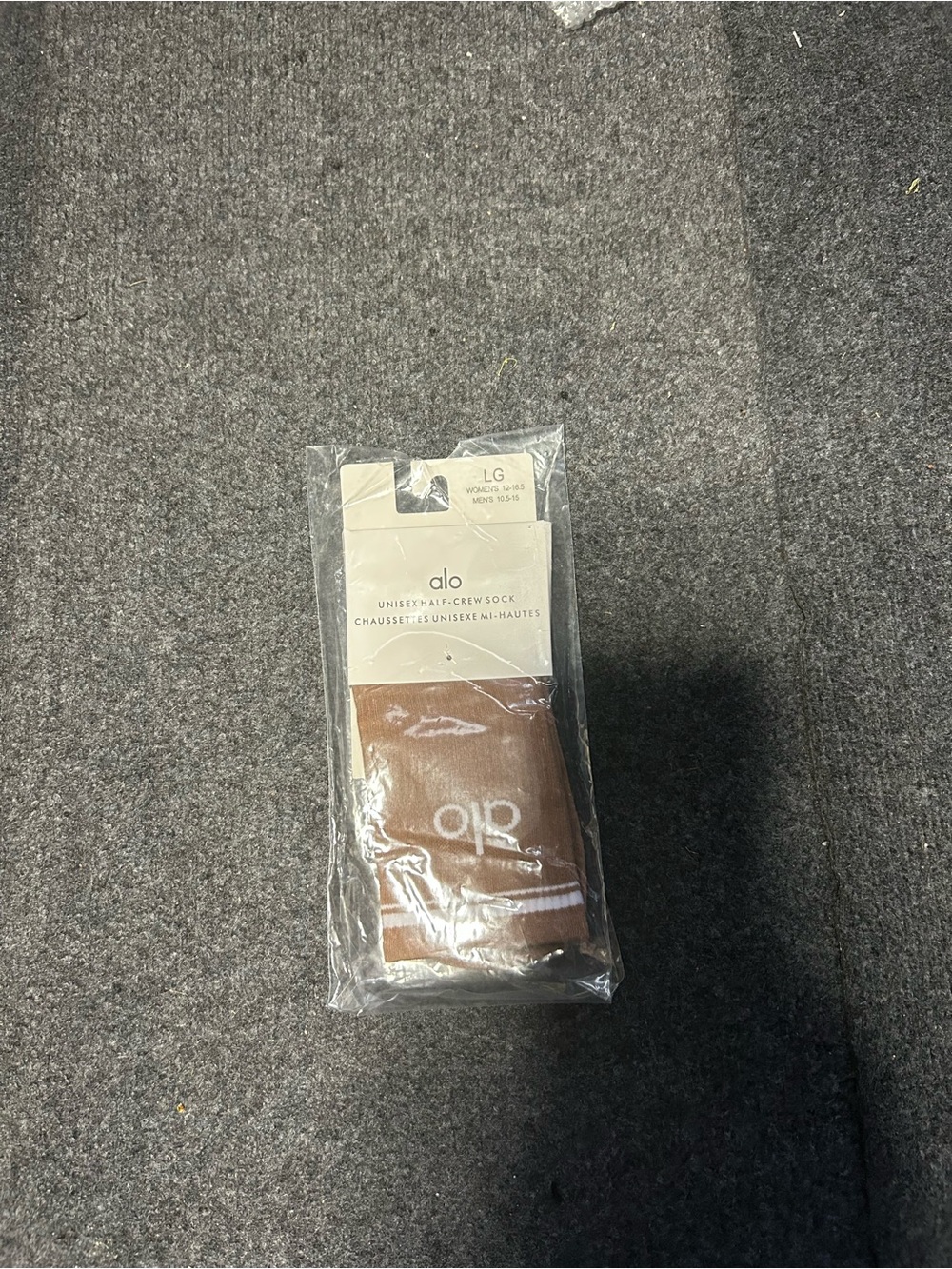 alo Unisex Crew Sock - Brown with White Logo
